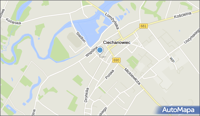 Ciechanowiec, Mostowa, mapa Ciechanowiec