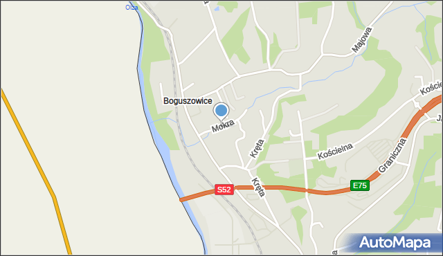 Cieszyn, Mokra, mapa Cieszyna