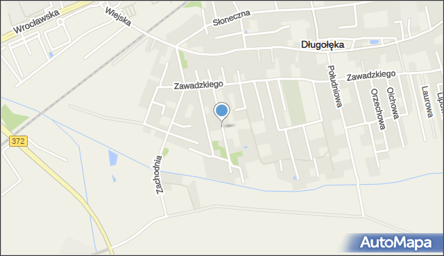 Długołęka powiat wrocławski, Modrzewiowa, mapa Długołęka powiat wrocławski