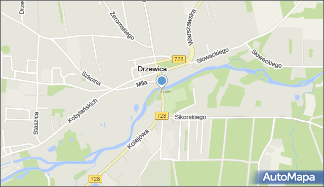 Drzewica powiat opoczyński, Mostowa, mapa Drzewica powiat opoczyński