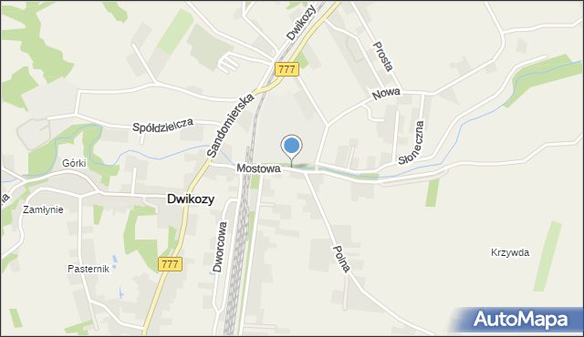 Dwikozy, Mostowa, mapa Dwikozy