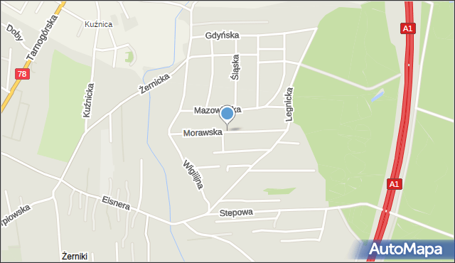 Gliwice, Morawska, mapa Gliwic