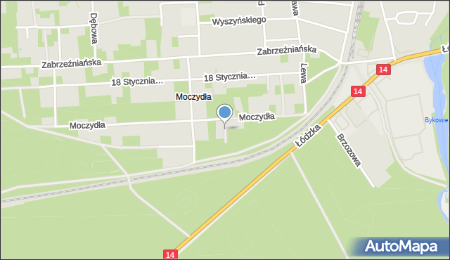 Głowno, Mokra, mapa Głowno