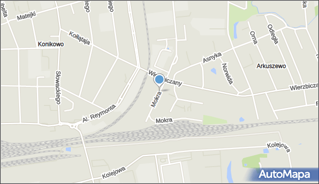 Gniezno, Mokra, mapa Gniezna