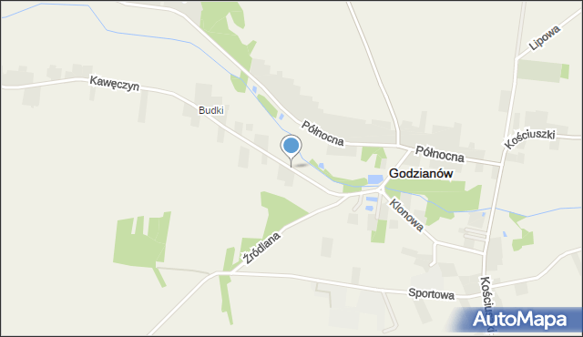 Godzianów, Modrzewiowa, mapa Godzianów