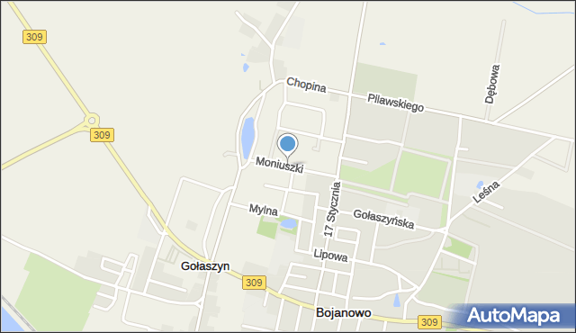 Gołaszyn gmina Bojanowo, Moniuszki Stanisława, mapa Gołaszyn gmina Bojanowo