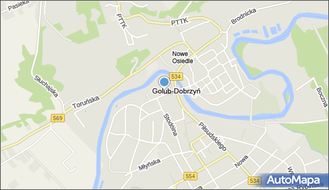 Golub-Dobrzyń, Mostowa, mapa Golub-Dobrzyń
