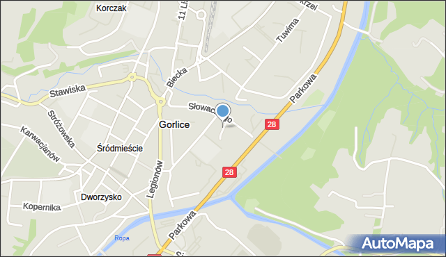 Gorlice, Moniuszki Stanisława, mapa Gorlic