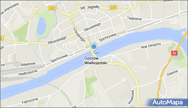 Gorzów Wielkopolski, Most Staromiejski, mapa Gorzów Wielkopolski