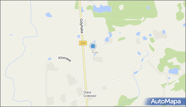 Grabowo Kościerskie, Modrzewiowa, mapa Grabowo Kościerskie