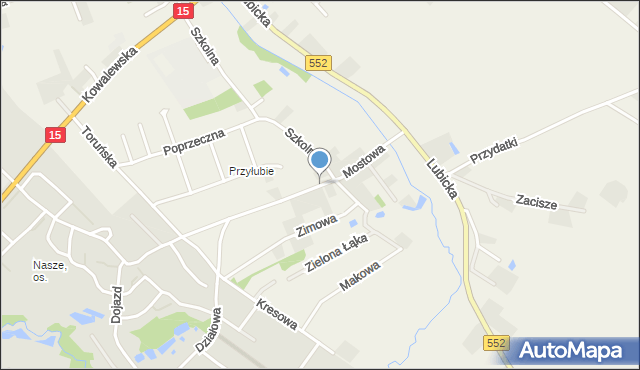 Grębocin gmina Lubicz, Mostowa, mapa Grębocin gmina Lubicz