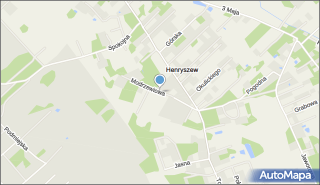 Henryszew, Modrzewiowa, mapa Henryszew