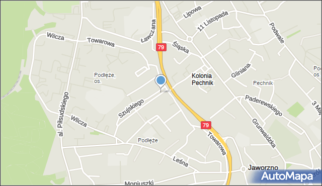 Jaworzno, Mostowa, mapa Jaworzno