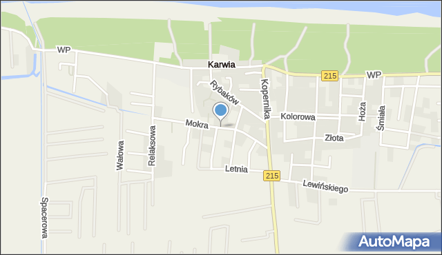 Karwia, Mokra, mapa Karwia