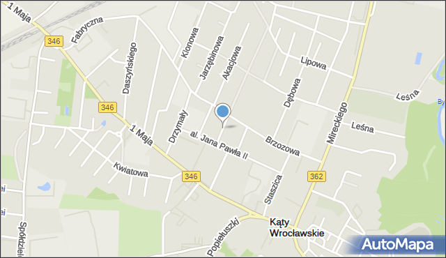 Kąty Wrocławskie, Modrzewiowa, mapa Kąty Wrocławskie