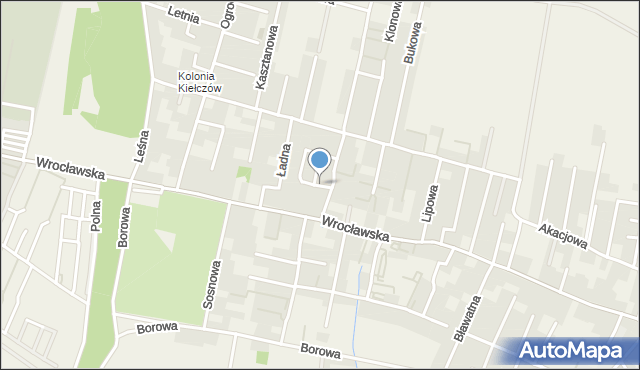 Kiełczów, Modrzewiowa, mapa Kiełczów