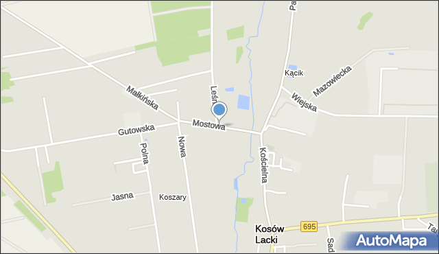 Kosów Lacki, Mostowa, mapa Kosów Lacki
