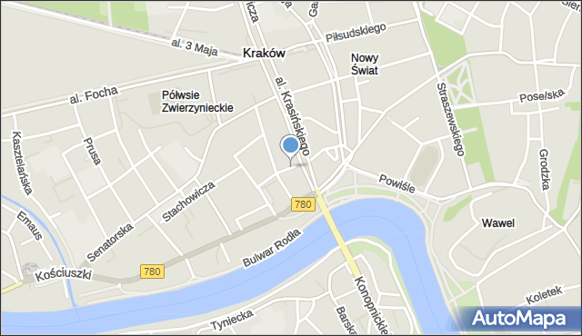 Kraków, Morawskiego Kazimierza, mapa Krakowa