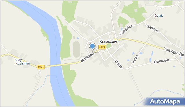 Krzeszów powiat niżański, Mostowa, mapa Krzeszów powiat niżański
