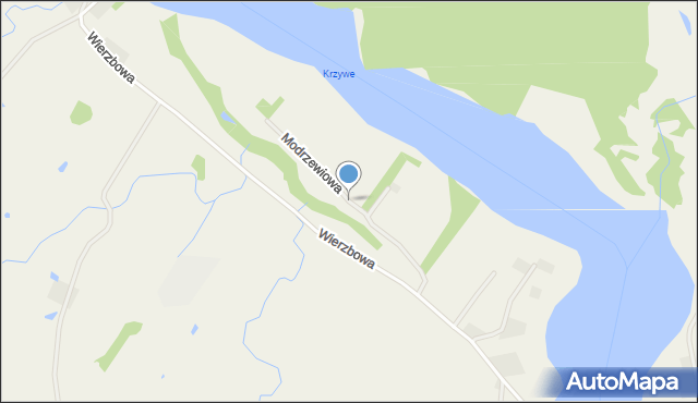 Krzywe gmina Prostki, Modrzewiowa, mapa Krzywe gmina Prostki