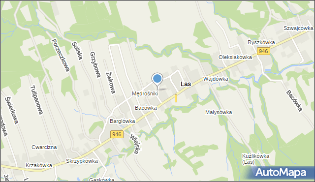 Las gmina Ślemień, Modra, mapa Las gmina Ślemień