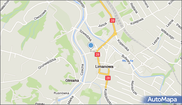Limanowa, Mordarskiego Mieczysława, mapa Limanowa