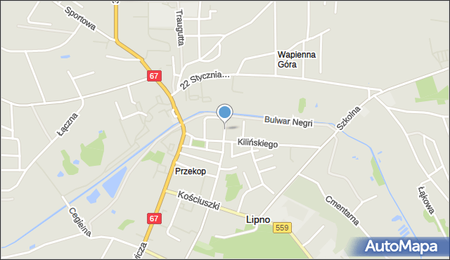 Lipno, Mokra, mapa Lipno