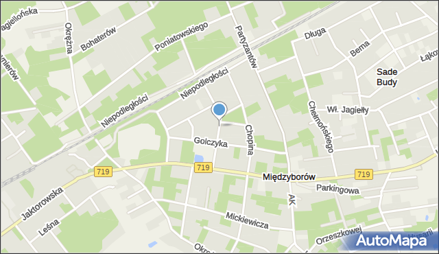 Międzyborów, Moniuszki Stanisława, mapa Międzyborów