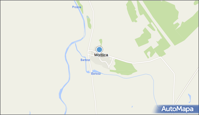 Modlica gmina Pyzdry, Modlica, mapa Modlica gmina Pyzdry