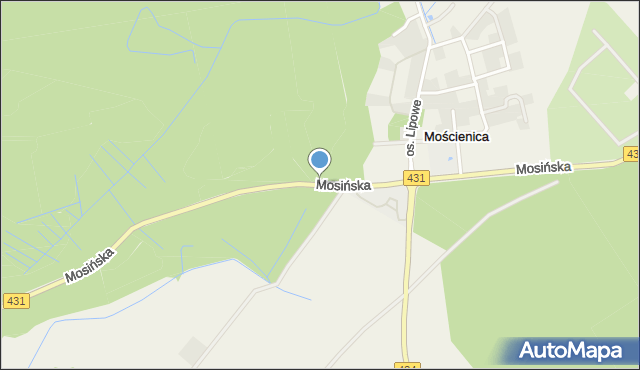 Mościenica, Mosińska, mapa Mościenica