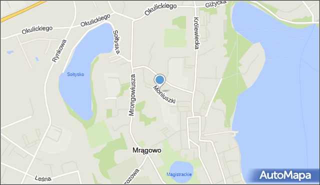 Mrągowo, Moniuszki Stanisława, mapa Mrągowo