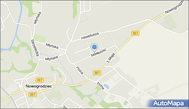 Nowogrodziec, Moniuszki Stanisława, mapa Nowogrodziec