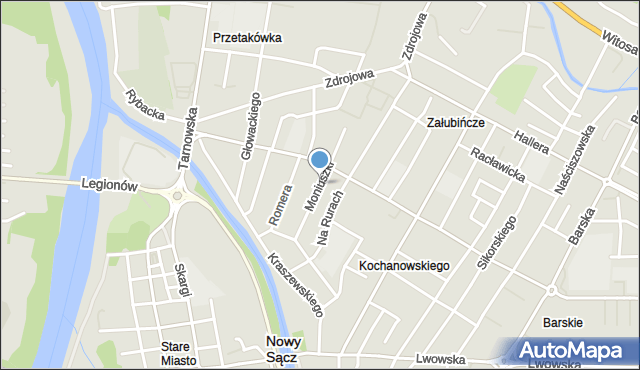 Nowy Sącz, Moniuszki Stanisława, mapa Nowego Sącza