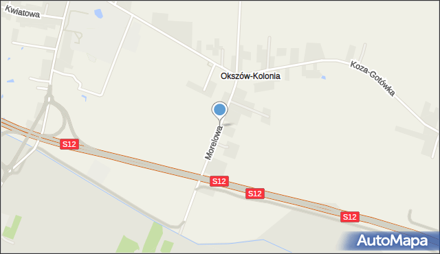 Okszów, Morelowa, mapa Okszów