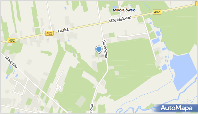 Okup Mały, Modrzewiowa, mapa Okup Mały