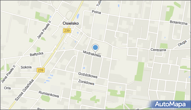 Osielsko, Modrakowa, mapa Osielsko