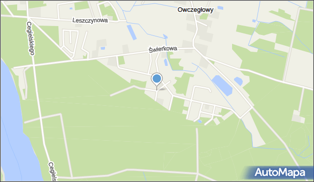 Owczegłowy, Modrzewiowa, mapa Owczegłowy