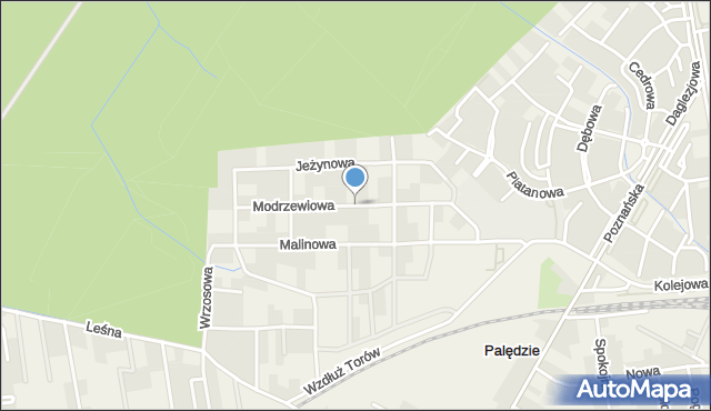 Palędzie, Modrzewiowa, mapa Palędzie