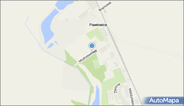 Pawłowice gmina Krzemieniewo, Modrzewiowa, mapa Pawłowice gmina Krzemieniewo