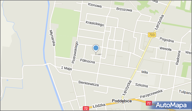 Poddębice, Morelowa, mapa Poddębice