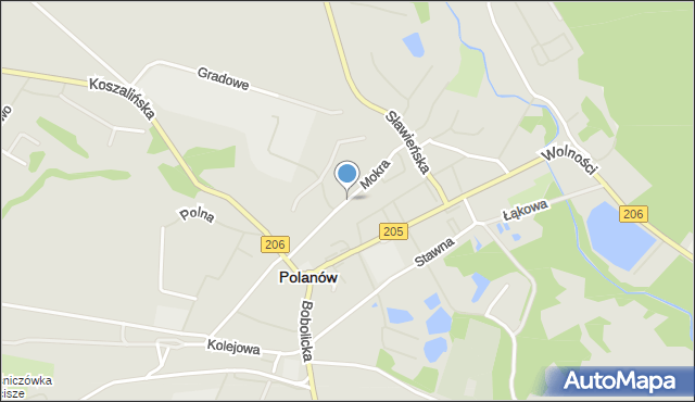 Polanów powiat koszaliński, Mokra, mapa Polanów powiat koszaliński