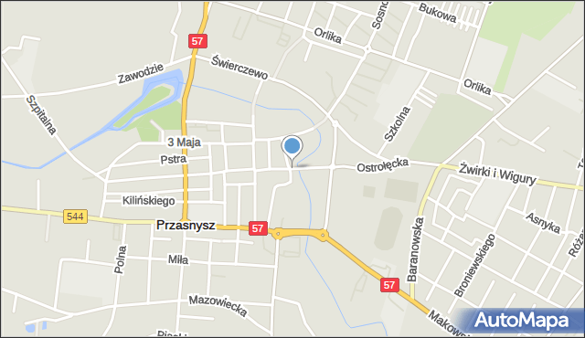 Przasnysz, Mostowa, mapa Przasnysz