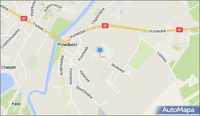 Przedbórz powiat radomszczański, Mostowa, mapa Przedbórz powiat radomszczański
