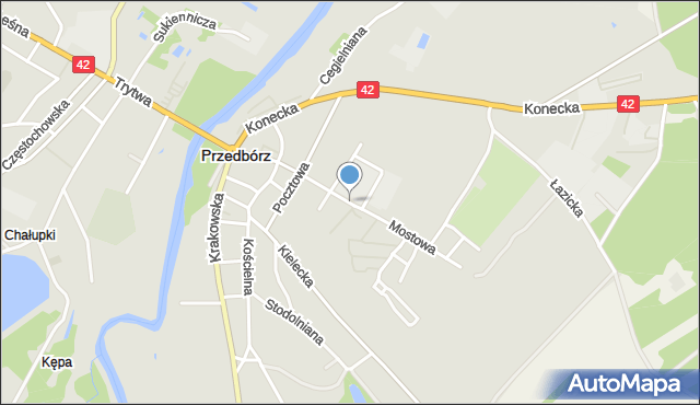 Przedbórz powiat radomszczański, Mostowa, mapa Przedbórz powiat radomszczański