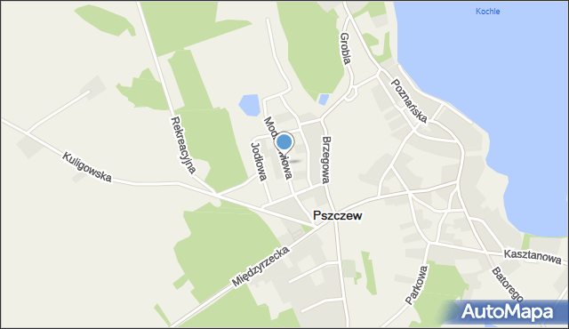 Pszczew, Modrzewiowa, mapa Pszczew