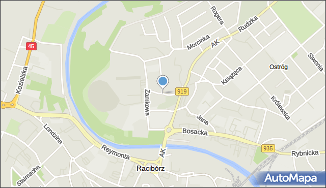 Racibórz, Morawska, mapa Racibórz