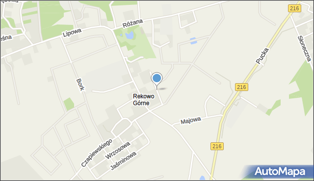 Rekowo Górne, Modrzewiowa, mapa Rekowo Górne