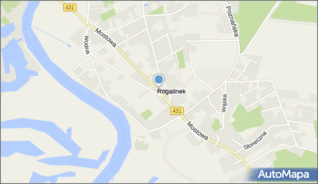 Rogalinek, Mostowa, mapa Rogalinek