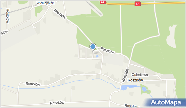 Roszków gmina Jarocin, Modrzewiowa, mapa Roszków gmina Jarocin