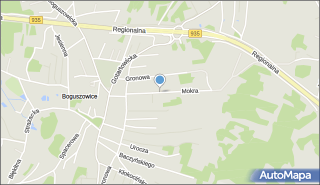 Rybnik, Mokra, mapa Rybnika